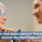24-hour home care -- a Thrive USA care coach providing overnight support and safety monitoring for a senior at home